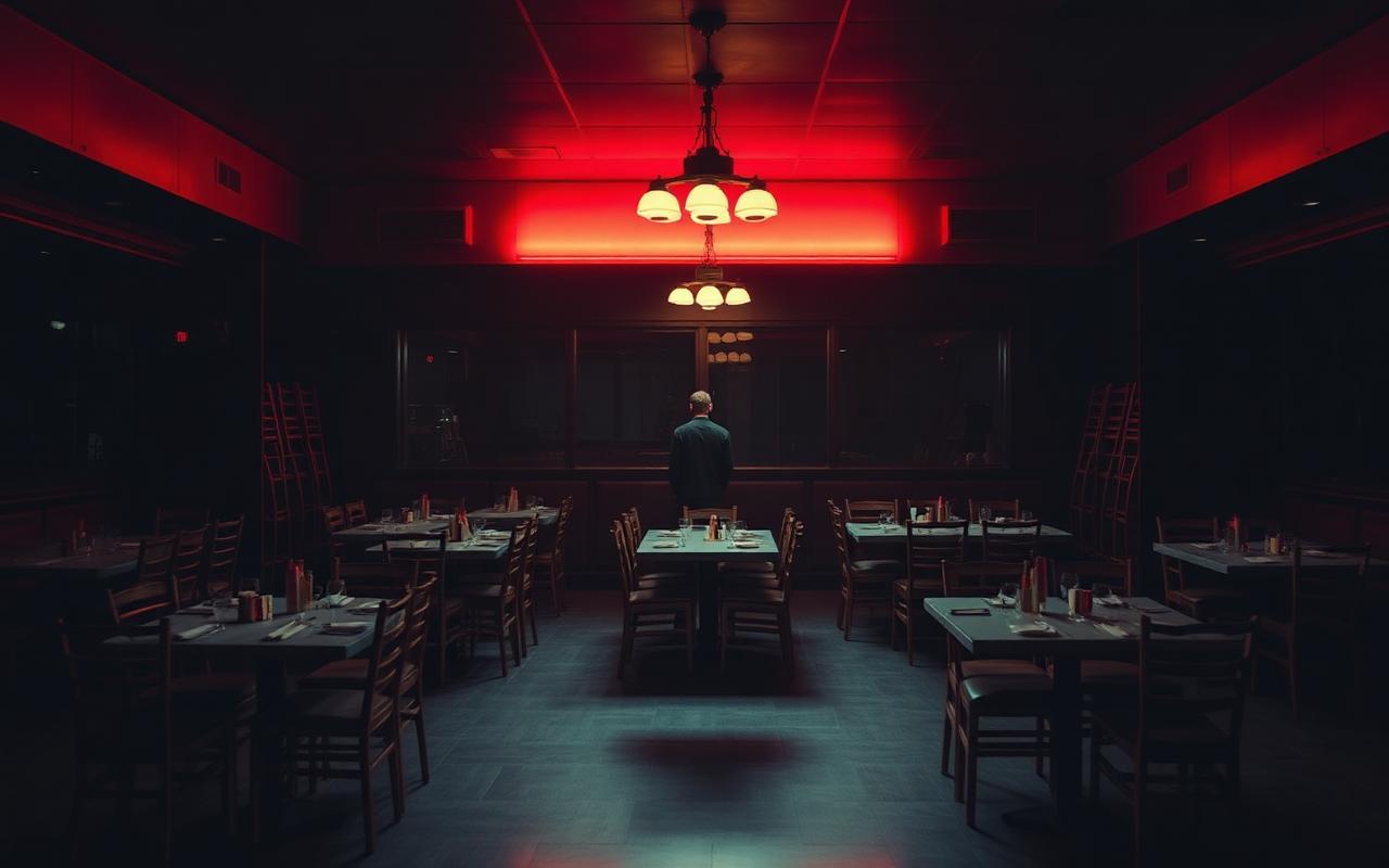 Salão de restaurante vazio à noite