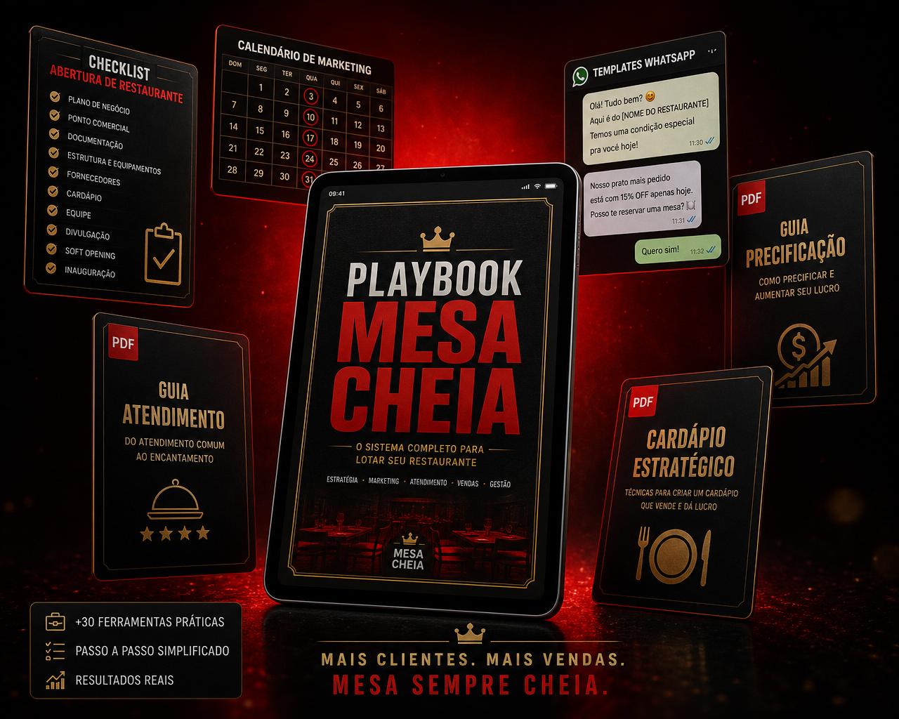 Playbook Mesa Cheia — mockup do kit digital